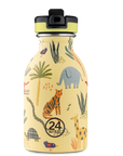 Gyerek rozsdamentes acél kulacs szívószálas kupakkal, dzsungel állatos mintával