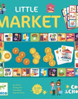 Djeco Little Market társasjáték, színes játéktábla, pénzérmék és kártyák, gyerekeknek