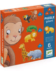 Djeco állatos óriás puzzle gyerekeknek, majom, oroszlán, zsiráf, víziló, krokodil, tukán