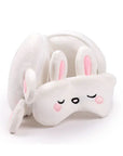Pucator Travel Pillow with Eye Mask, Plush RELAXEAZZZ - Frances Rabbit - Cute Animals