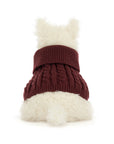 JellyCat Munro Scottie Dog in a winter sweater