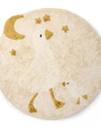Kerek babaszoba szőnyeg, liba és csillag motívummal, puha, bézs színben