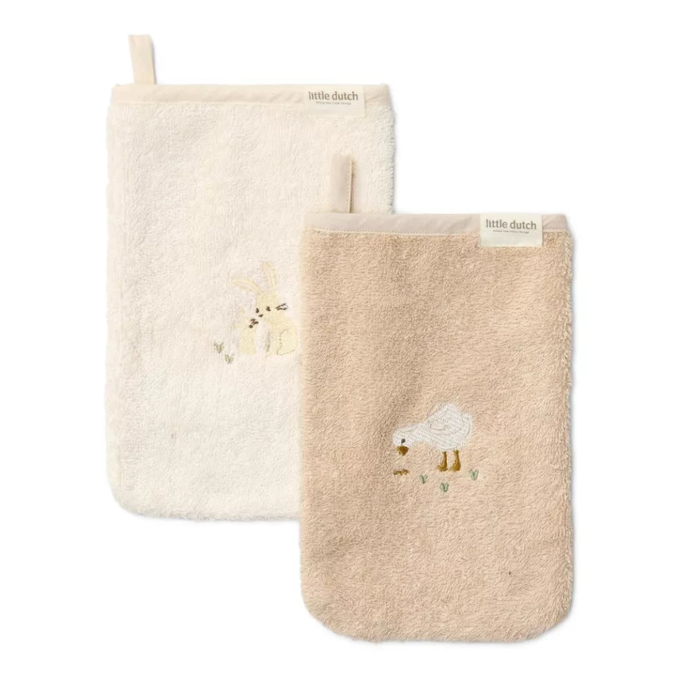 Little Dutch Embroidered Baby Bath Gloves - Baby Bunny - 2 pcs
