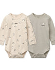 Liewood Yanni Grow long-sleeve bodysuit 2pc - Mini panda / Classic navy stripe / mix