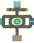 Djeco CRAZY MOTORS racetrack - Urban road network with building elements - Puzzl'Up City-Giant - 33 pcs