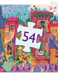 Tündérek kastélya puzzle, 54 darabos, színes mesebeli kastély és tündérek gyerekeknek