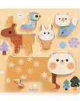 Djeco Shape Sorter, Insert Puzzle - Tall Animals - Woody Stack