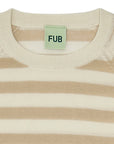 Fub® Kötött gyapjú pulóver, csíkos - ecru/hay - 100% merinói gyapjú - Fub - Felsők és pulóverek