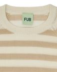 Fub® Kötött gyapjú pulóver, csíkos - ecru/hay - 100% merinói gyapjú - Fub - Felsők és pulóverek