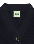 Fub® Kötött organikus pamut V - nyakú kardigán - Dark navy - Fub - Felsők és pulóverek - OduStore