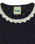 Fub® Kötött Pointelle organikus pamut póló - Dark navy - Fub - Felsők és pulóverek