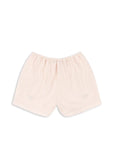 Baba fodros rövidnadrág halvány rózsaszín csíkos mintával, fehér háttéren