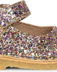 Csillámos, tépőzáras baba alkalmi félcipő színes glitter díszítéssel