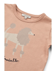 Gyerek rövid ujjú póló, pasztell rózsaszín, uszkár mintával, pamut anyagból