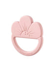 Rózsaszín szilikon virág formájú rágóka babáknak, letisztult dizájnnal
