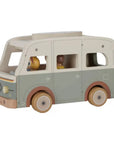 Fa retro játék lakóautó zöld-szürke színben, kivehető figurákkal, gyerekeknek
