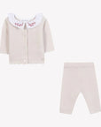 Tartine et Chocolat Long Sleeve Set - Pale Rose Ruffled Collar