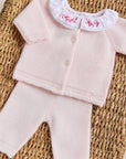 Tartine et Chocolat Long Sleeve Set - Pale Rose Ruffled Collar