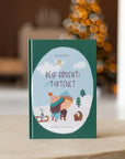 Régi adventi történet gyerekkönyv karácsonyi illusztrációval, ünnepi háttérben