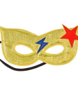 Gyerek arcfedő sárga szuperhős maszk piros csillaggal és kék villámmal, jelmezkiegészítő