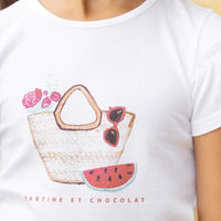Tartine et Chocolat® Fodros rövid ujjú póló dinnyés - Hibiscus - Tartine et Chocolat - Pólók, ingek - OduStore