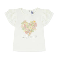 Tartine et Chocolat® Fodros rövid ujjú póló - Nacre - Tartine et Chocolat - Pólók, ingek - OduStore