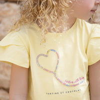 Tartine et Chocolat® Fodros rövid ujjú póló szív - Mimosa - Tartine et Chocolat - Pólók, ingek - OduStore