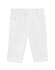 Fehér hosszú gyerek vászonnadrág, elöl zsebekkel, prémium baba ruha