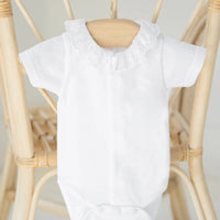 Tartine et Chocolat® Rövid ujjú, csipkés nyakú body - Blanc - Tartine et Chocolat - Body - OduStore