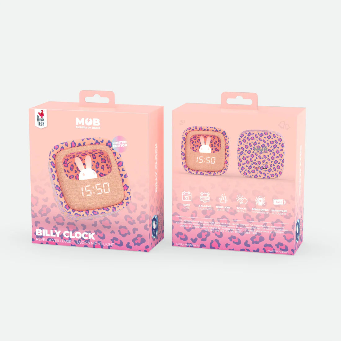 MOB® Billy Clock ébresztőóra - Pink Leopard
