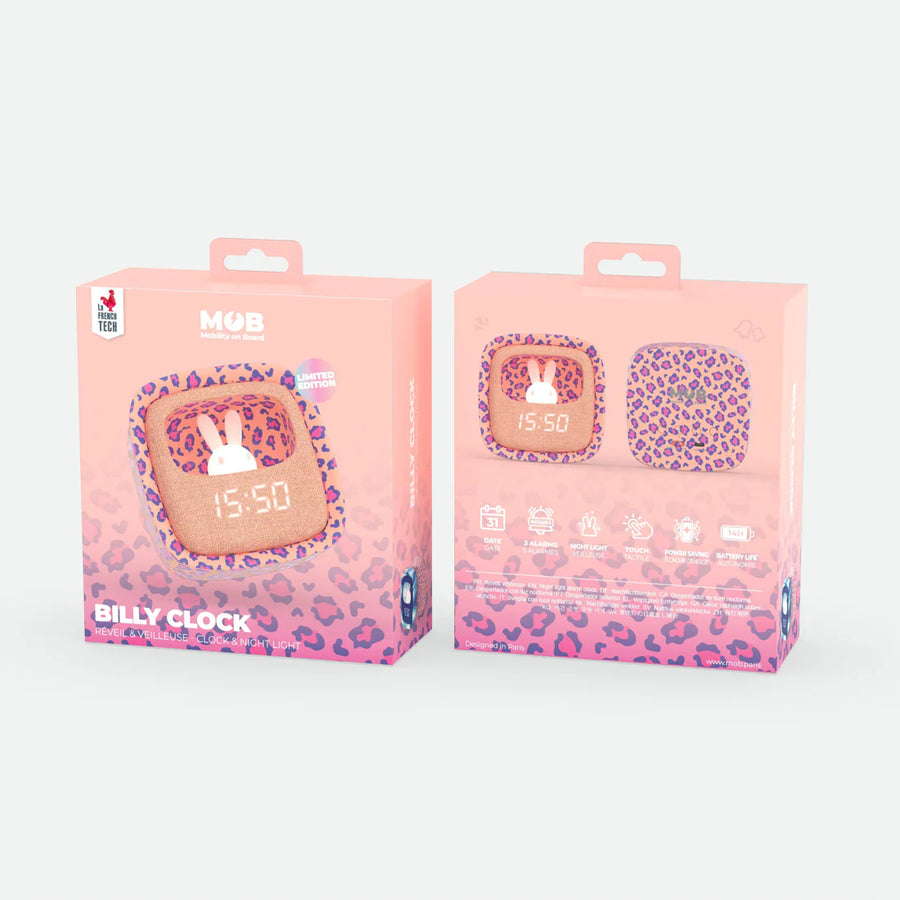MOB® Billy Clock ébresztőóra - Pink Leopard