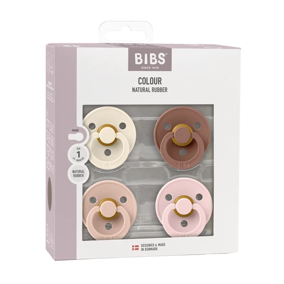 BIBS Colour 4-es szett 6-18 hó (Krémfehér/Púderrózsaszín/Mackó/Cseresznyevirág)
