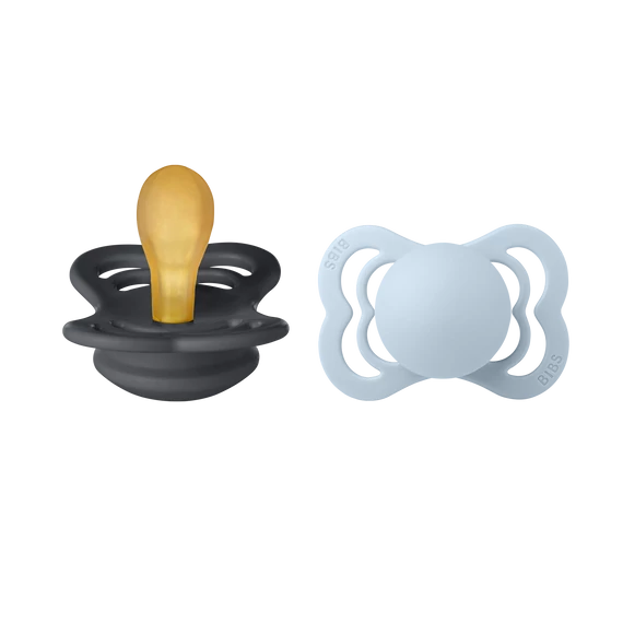 BIBS Supreme 2-es szett - Grafit/Pasztellkék, 0-6 hó