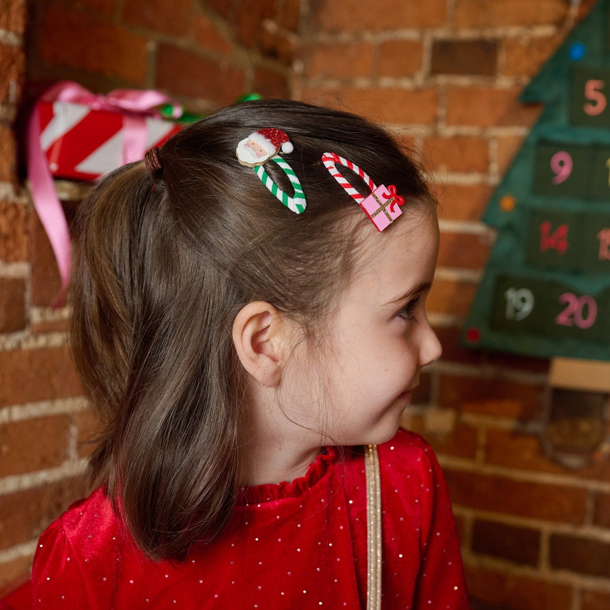 Rockahula Santa hair clips - Merry Santa