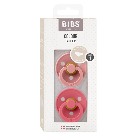 BIBS Colour 2-es szett - anatómiai cumifej (Tearózsa/Korall), 0-6 hó