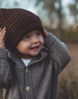 Fub Baby cardigan with pockets, hood - 100% merino wool
