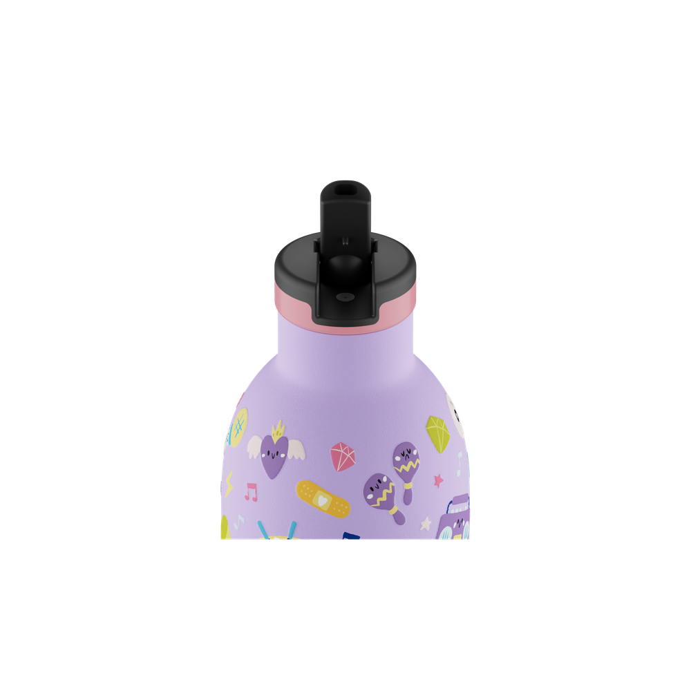 24BOTTLES® Kids Urban Rozsdamentes Acél Kulacs Szívószálas Kupakkal - Music Friends