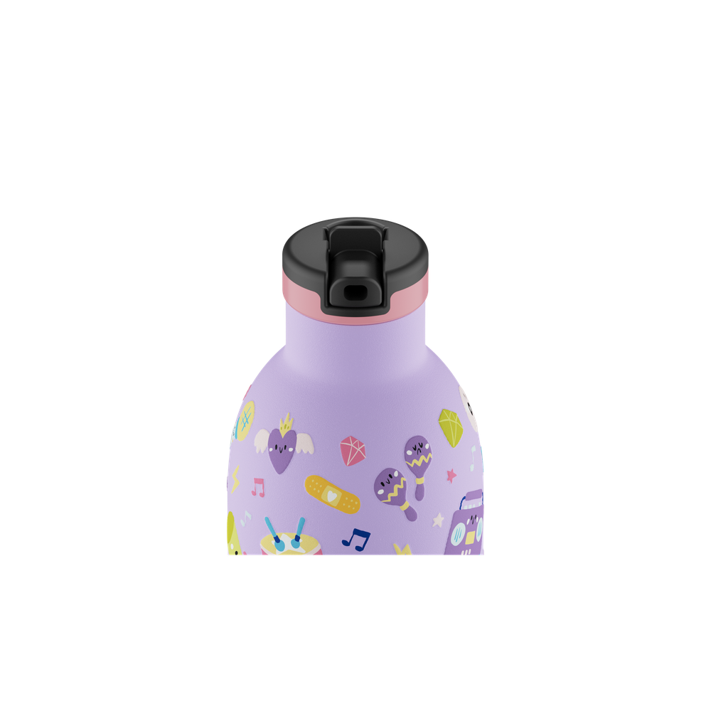 24BOTTLES® Kids Urban Rozsdamentes Acél Kulacs Szívószálas Kupakkal - Music Friends