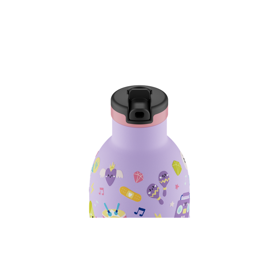 24BOTTLES® Kids Urban Rozsdamentes Acél Kulacs Szívószálas Kupakkal - Music Friends