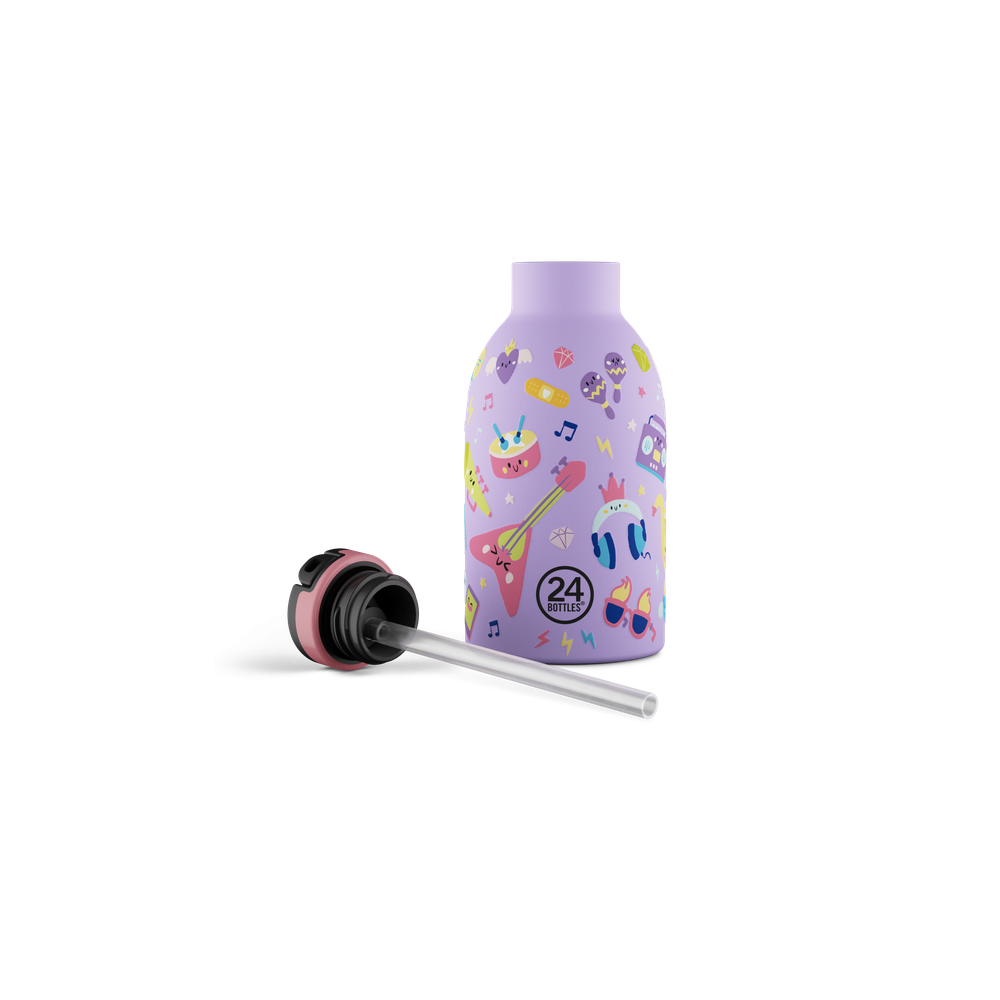 24BOTTLES® Kids Urban Rozsdamentes Acél Kulacs Szívószálas Kupakkal - Music Friends