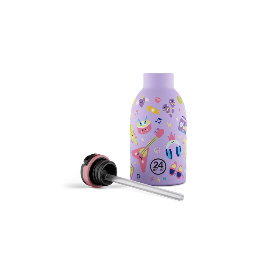 24BOTTLES® Kids Urban Rozsdamentes Acél Kulacs Szívószálas Kupakkal - Music Friends