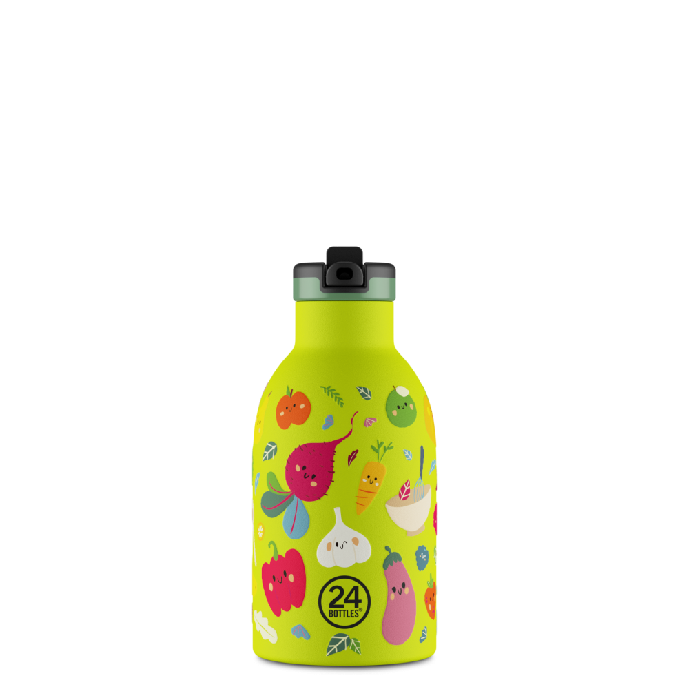24BOTTLES® Kids Urban 330ml Rozsdamentes Acél Clima Kulacs Szívószálas Kupakkal - Veggie Friends