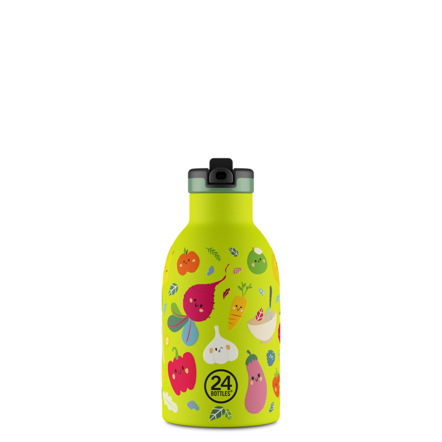 24BOTTLES® Kids Urban 330ml Rozsdamentes Acél Clima Kulacs Szívószálas Kupakkal - Veggie Friends