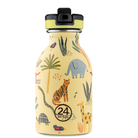 24BOTTLES® Kids Urban 250ml rozsdamentes acél kulacs szívószálas kupakkal, Jungle Friends