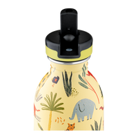 24BOTTLES® Kids Urban 250ml rozsdamentes acél kulacs szívószálas kupakkal, Jungle Friends
