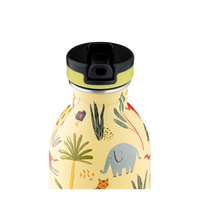 24BOTTLES® Kids Urban 250ml rozsdamentes acél kulacs szívószálas kupakkal, Jungle Friends