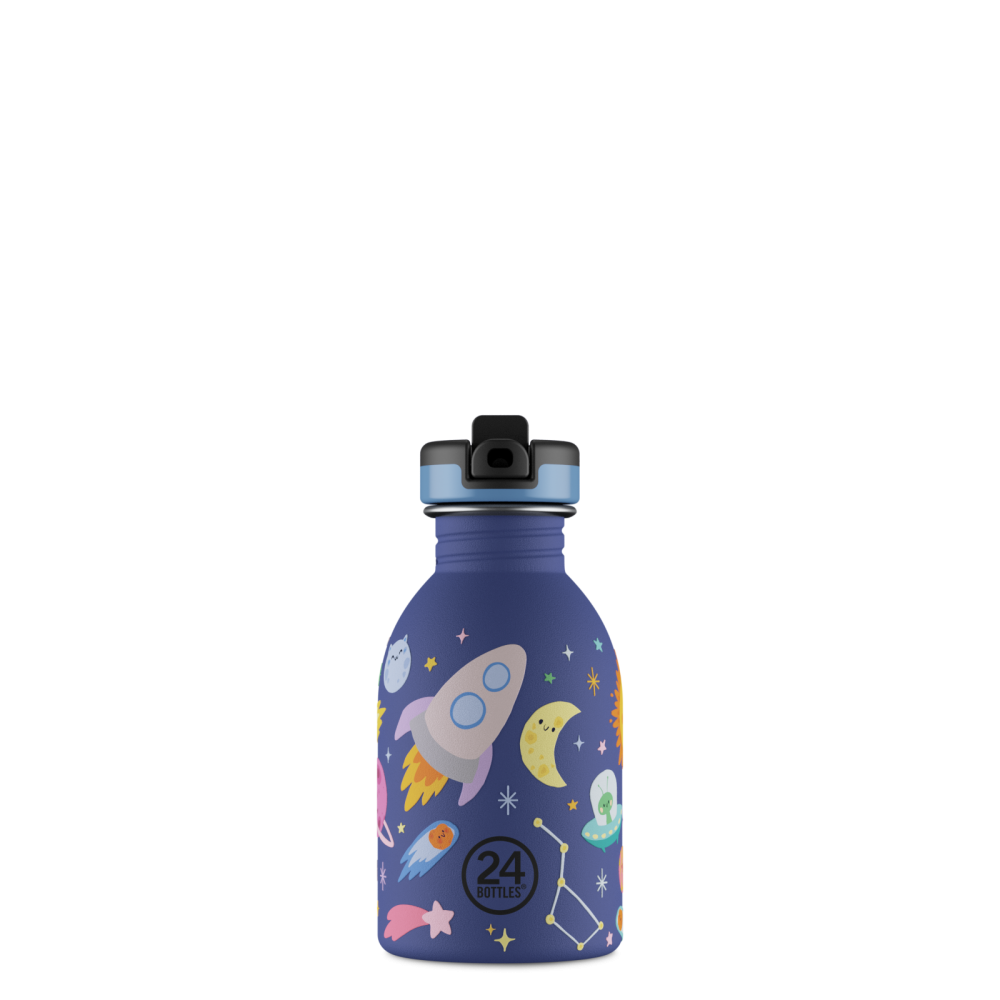 24BOTTLES® Kids Urban Rozsdamentes Acél Kulacs Szívószálas Kupakkal - Space Friends