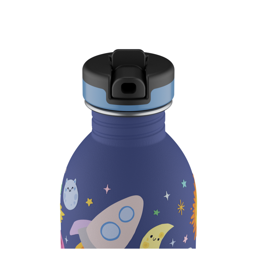24BOTTLES® Kids Urban Rozsdamentes Acél Kulacs Szívószálas Kupakkal - Space Friends