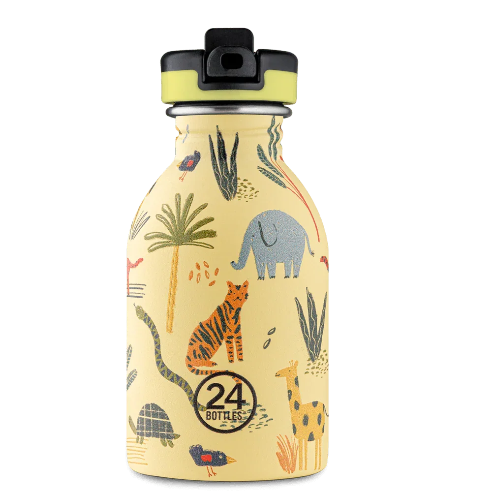 24BOTTLES® Kids Urban 330ml Rozsdamentes Acél Clima Kulacs Szívószálas Kupakkal - Jungle Friends - 24Bottles - Kulacs - OduStore