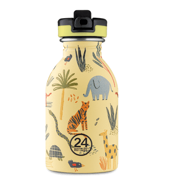 24BOTTLES® Kids Urban 330ml Rozsdamentes Acél Clima Kulacs Szívószálas Kupakkal - Jungle Friends - 24Bottles - Kulacs - OduStore